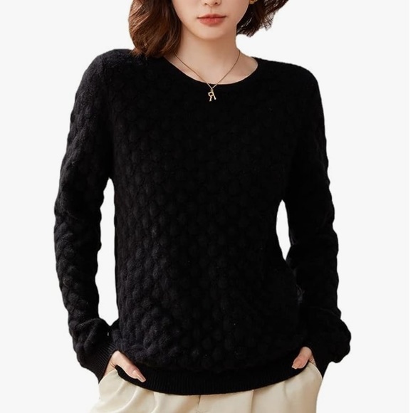 Dotti black quilted look oversized jumper/sweater. - Picture 1 of 6